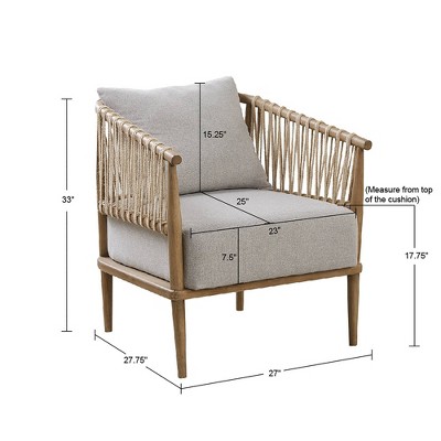 Natural Wood and Jute Rope Barrel Accent Chair