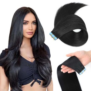 Jessie's Wig Tape In Hair Extensions For Women Thin Hair Straight #1B 30g 10-12 Inch 20 Pcs/Pack - 1 of 4