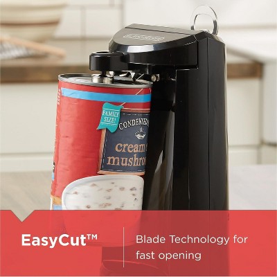 Black Extra-Tall Plastic Electric Can Opener with Multi-Tool