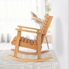 Costway 2 PCS Patio Wooden Rocking Chair High Back Fir Wood Armchair Natural Garden Yard - 3 of 4