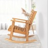 Costway 2 PCS Patio Wooden Rocking Chair High Back Fir Wood Armchair Natural Garden Yard - image 3 of 4