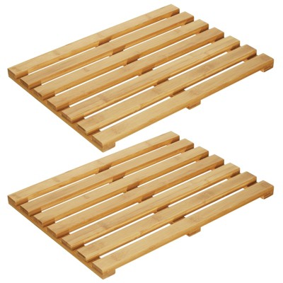 bamboo bath mat set