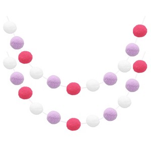 Unique Bargains Colorful Felt Ball Flexible Wear-resistant Pom Pom Garland 2 Pcs - 1 of 4