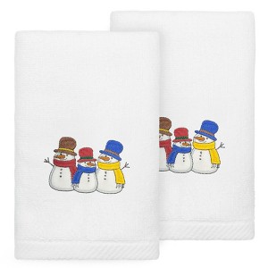 Linum Home Textiles Christmas Snow People - Embroidered Luxury 100% Turkish Cotton Hand Towels (Set of 2) - 1 of 3