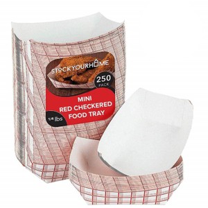 Stock Your Home Mini Red & White Checkered Disposable Paper Food Serving Trays (250 Pack) - 1 of 3
