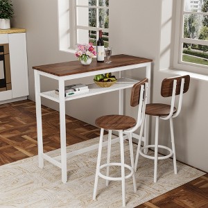 3-Piece Bar Height Dining Set with a Table and 2 Stools with Backrest - 1 of 4