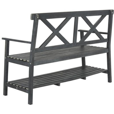 Mayer Classic Black Acacia Wood 49'' Outdoor Bench with Storage
