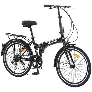 Okak 24IN Folding Bike with 7 Speed and Steel Frame, Cruiser Bikes with Rear Shelf and Mudguard, Adult Bike for Traval and Commuting - 1 of 4