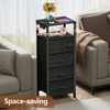 Aoibox Tall Nightstand Chest with RGB LED Lights Charging Station 5 Fabric Drawers Wood Shelf Black Oak Furniture - 4 of 4