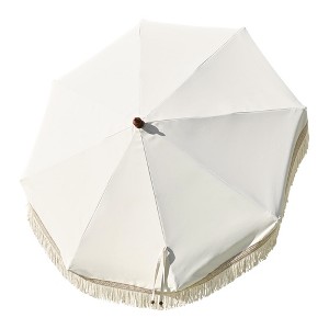 LAGarden 7 Ft Fringe Umbrella Replacement Canopy Top Cover Boho Outdoor Garden,Beige with Tassels,BH7W-01PC - 1 of 4