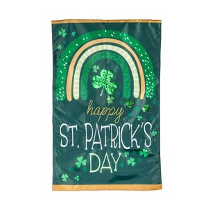 Rainbow and Shamrocks Applique Garden Flag - 1 of 1