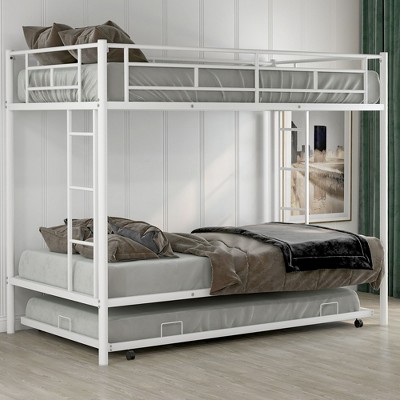 NicBex Twin over Twin Bunk Bed with Safety Guardrail,Twin Loft Bed with Ladder and Trundle,Modern Bunk Beds,Noise Reduced Bunk Beds for Bedroom