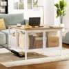 Hausource Flip Top Coffee Table：Wire Mesh Storage Cabinet,Collapsible & Removable Drawers - 3 of 4