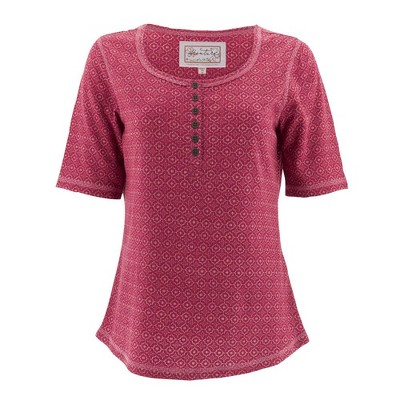 red henley shirt women's