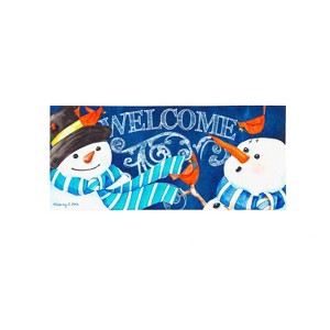 Evergreen Snowman Welcome Sassafras Indoor Outdoor Switch Doormat 1'10"x10" Blue - 1 of 4