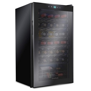 Ivation 34-Bottle Compressor Freestanding Wine Cooler Refrigerator - Black - 1 of 4