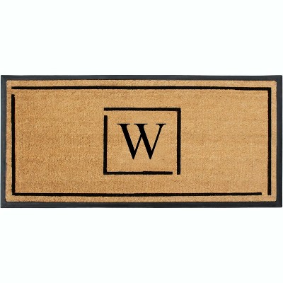 A1HC Natural Coir Monogrammed Doormat, Anti-Shed Treated Durable Front Door Mat for Outdoor Entrance, Easy to Clean Entrymat 24"x48"