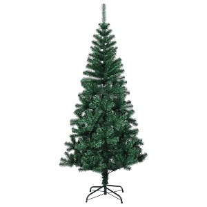 vidaXL Christmas Tree Green with Iridescent Tips PVC and Steel Large - Green 6 x 3 ft - 1 of 4