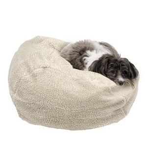 Carolina Pet Company Faux Shearling Puff Ball Dog Bed - Natural - 1 of 4