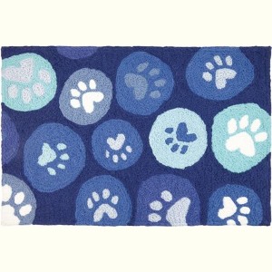 Jellybean Paws Galore-Blue Pets Indoor/Outdoor Machine Washable 20 x 30 Inch Accent Rug - 1 of 3