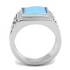 Slickblue High Polished Stainless Steel Boho Men’s Ring, Synthetic Turquoise Center, Fashion Style, Size 8-13 - 3 of 4