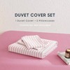 Striped Cotton Duvet Cover Set, Ticking Stripe, Farmhouse, 100 Washed Cotton, 3 Pieces, Pink White, Full Size - 2 of 4