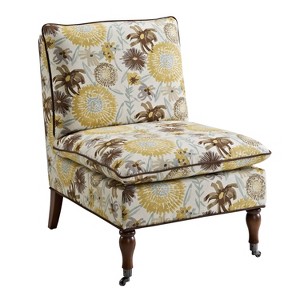 Peggy Floral Pillow Top Slipper Chair Brown - Linon