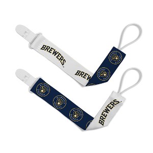 BabyFanatic Officially Licensed Unisex Pacifier Clip 2-Pack - MLB Milwaukee Brewers - Officially Licensed Baby Apparel - 1 of 4