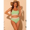 Elerevyo Women's High Waisted Ribbed Adjustable Spaghetti Straps Push Up Swimsuit Bathing Suits 2 Pcs - 4 of 4