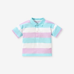 MyKids-USA Baby Kids Boys Striped Short Sleeves Polo Shirt - 1 of 3
