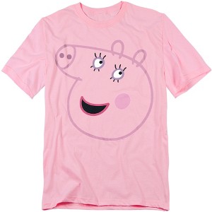 Men's Peppa Pig Pink Out Mummy Pig Face T-Shirt, Pink, Medium - 1 of 4