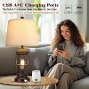 KTMBDW Set of 2 Modern Lamps for Living Room, Bedroom Nightstand Table Lamp with 2 USB Charging Ports for End Table Entryway, 4 Bulbs Included, Gold - 2 of 4