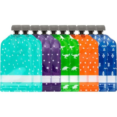 10-Pack Reusable BPA-Free Baby Food Pouches, 5oz, for Applesauce & Yogurt