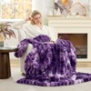 Cozy Bliss Faux Fur Plush Decorative Blanket, Cozy Warm Striped Throw Blanket - 3 of 4