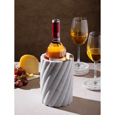 White Marble Round Bottle Chiller with Twist Ridges