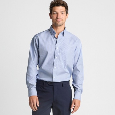 Lands' End Men's Traditional Fit Solid No Iron Supima Pinpoint Buttondown Collar Dress Shirt