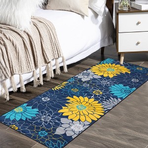 Modern Floral Rug Washable Area Rug Farmhouse Living Room Bedroom Rug Carpet - 1 of 4