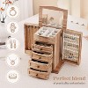 Carbonized Brown Wooden Jewelry Box with Mirror and Drawers for Necklace Ring Bracelet Storage - 4 of 4