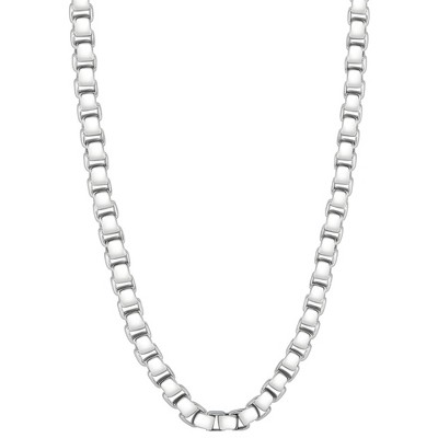 Pompeii3 Men's Polished Steel Clasp 7.5mm Tight Cubic Link  24" Chain