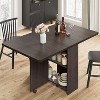 Space-Saving Foldable Dining Table with 2-Tier Storage - Extendable Drop Leaf Design, Fits 4, Farmhouse Style ( 47.2x23.6x29.5in) - 3 of 4