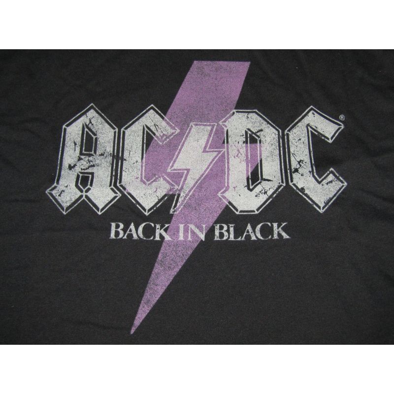 ACDC Back In Black Purple Lightning Bolt Logo Women's Black Cropped Tee, 2 of 3