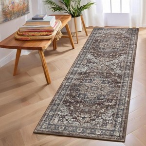 Vintage Medallion Runner Rug - Washable, Ultra-Soft, Non-Slip, Non-Shedding, Oriental Distressed Accent for Hallway - 1 of 4