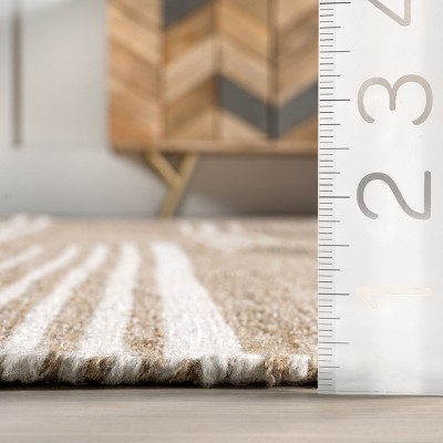 Birchwood Sand Tufted Wool Reversible Striped Area Rug, 8' x 10'