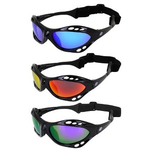 3 Pairs of Birdz Eyewear Seahawk Safety Goggles with Blue, Red Mirror, Purple Lenses - 1 of 4