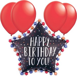 LoonBalloon 37 Inch Star-Shaped "Happy Birthday" Balloon with 4 latex balloons - Festive & Unique - 1 of 3