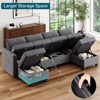 U-Shaped Modular Sectional Sofa Couch with Storage, Seater Convertible Sofa with Ottomans, Velveteen Fabric Sofa for Living Room, Grey - 4 of 4