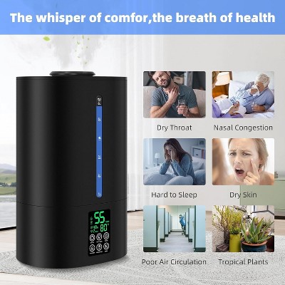 Humidifier for Bedroom & Large Rooms, Cool and Warm Mist, Top Fill, Quiet Operation, Essential Oil Diffuser, Adjustable Mist for Home or Plants
