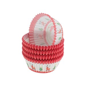 Unique Bargains Disposable Baking Cups Greaseproof Paper Red Blue 3.15"x3.15"x1.18" 100 Pcs - 1 of 4