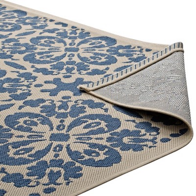 Ariana Vintage Floral Trellis 9' x 12' Blue and Beige Area Rug