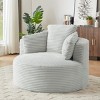 Large Corduroy Bean Bag Chair for Adults, Round Armchair with Cushioned Backrest, Soft Lounge Seating for Living Room, Apartment – Cuddlewood - 2 of 4